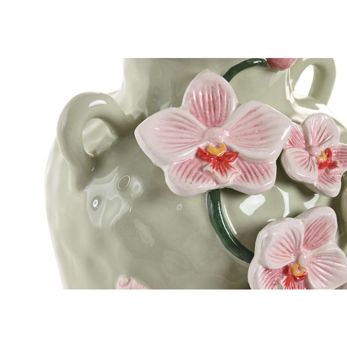 Jarron Oriental DKD Home Decor Rosa Verde 15 x 20 x 15 cm 1