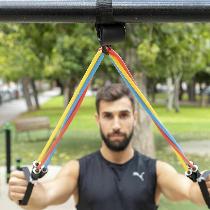 Pack Tabla de Flexiones Push-Up y Set de Bandas de Resistencia con Accesorios y Guía de Ejercicios InnovaGoods 38 Pack Tabla de Flexiones Push-Up y Set de Bandas de Resistencia con Accesorios y Guía de Ejercicios InnovaGoods 38