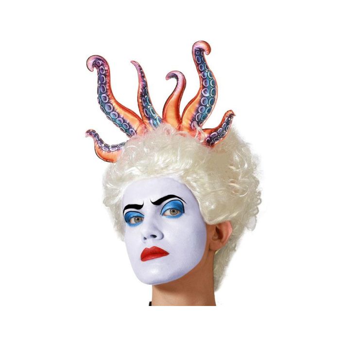 Accesorio De Cabeza Con Tentáculos Rosados Y Pelo Blanco Para Disfraces