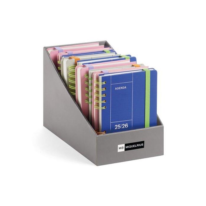 Agenda Escolar (2025-26) Miquelrius Catalan Back To Basics Wire-O Tapa Extra Con Goma Activa 8º Assortiment Expositor De 15