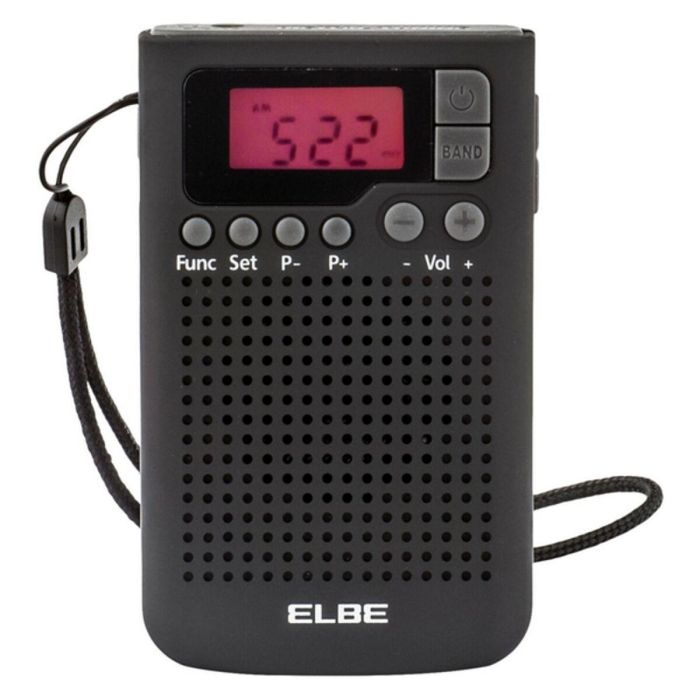 Elbe RF-93 Radio Digital de Bolsillo AM/FM con Auriculares Incluidos y Memoria para 20 Emisoras