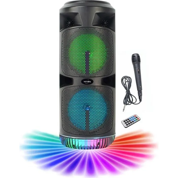 Inovalley KA03-XXL Altavoz Karaoke Bluetooth V5.0 450W 2x8" Luces LED TWS Radio FM Micrófono