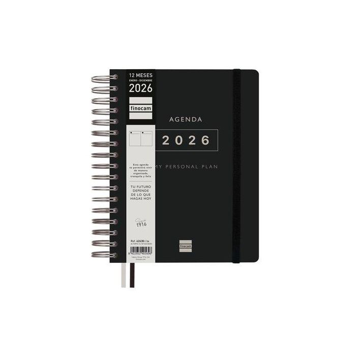 Finocam Agenda Espiral Tempus 1Dp 4º-155x217 mm Tapa Extradura Negro 2026