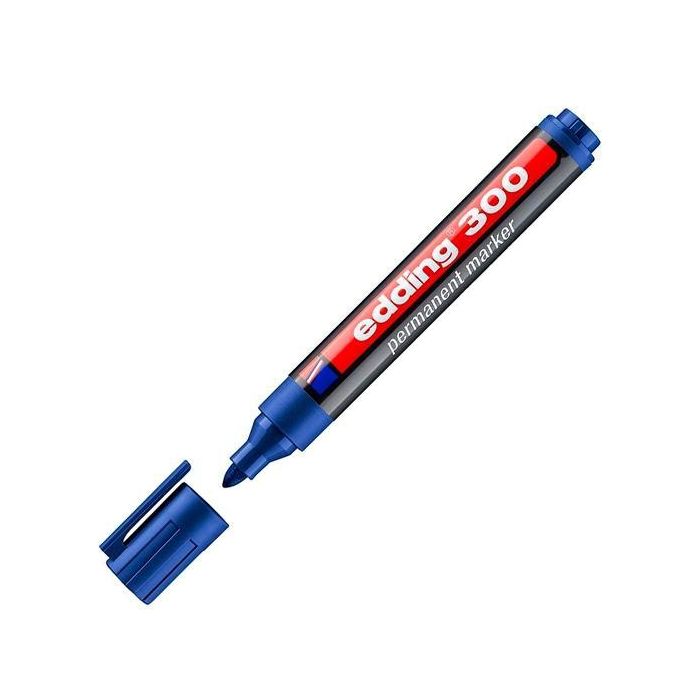 Edding Marcador Permanente 300 Azul - Caja de 10 Unidades (10 Unidades)