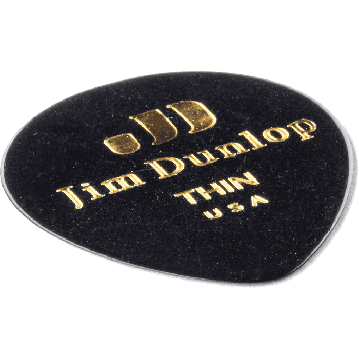 Dunlop Púas Guitarra Genuine Celluloid Teardrop Negro Thin Pack 12 Ud