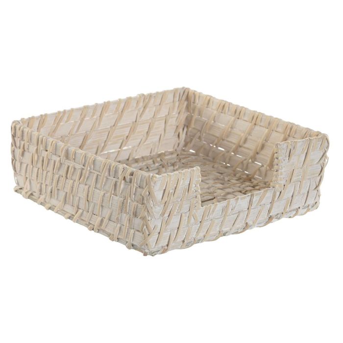 Servilletero Balines DKD Home Decor Blanco Natural 18 x 6 x 18 cm