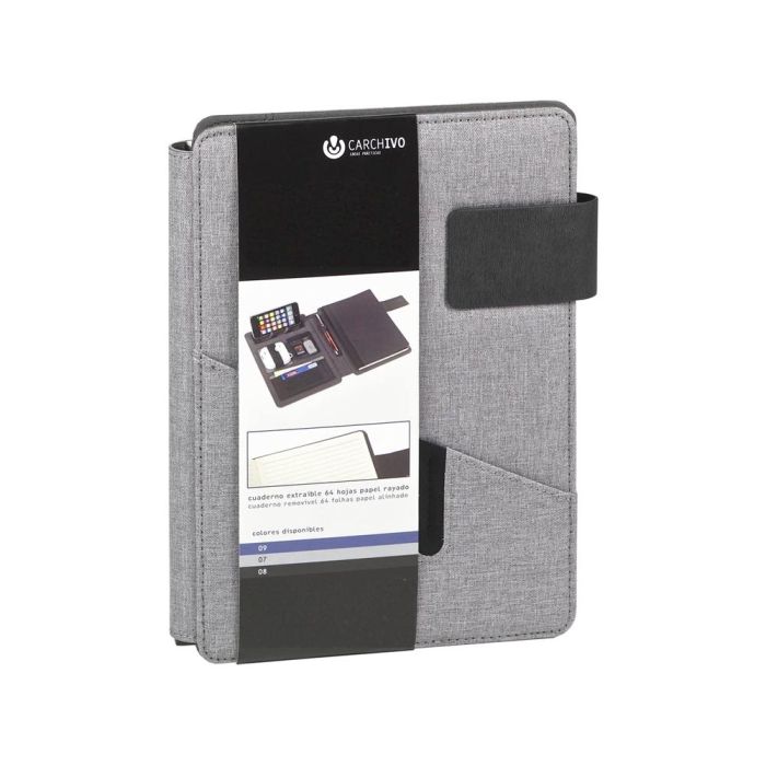 Carpeta Portafolios Carchivo Venture Din A5 Con Cuaderno Y Soporte Smartphone Color Gris 1