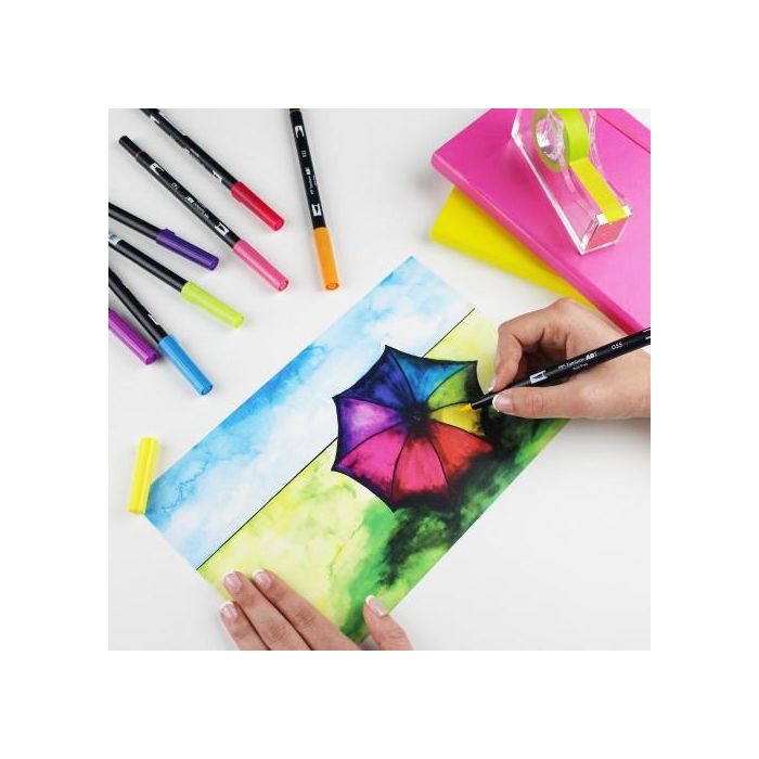 Tombow ABT-277 Rotulador Doble Punta Pincel Dual Brush, Punta Fina y de Pincel, Color Dark Green, Tinta Base Agua 3