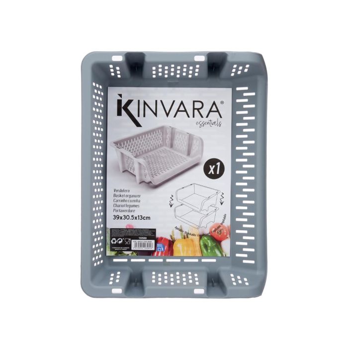 Verdulero Apilable Gris Kinvara 30X13CM (24 Unidades) 2 Verdulero Apilable Gris Kinvara 30X13CM (24 Unidades) 2