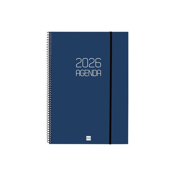Agenda Anual (2026) Catalan Finocam Espiral Opaque Espiral Tapa Pp Con Goma E40 210X297 S/V Apais. Blau
