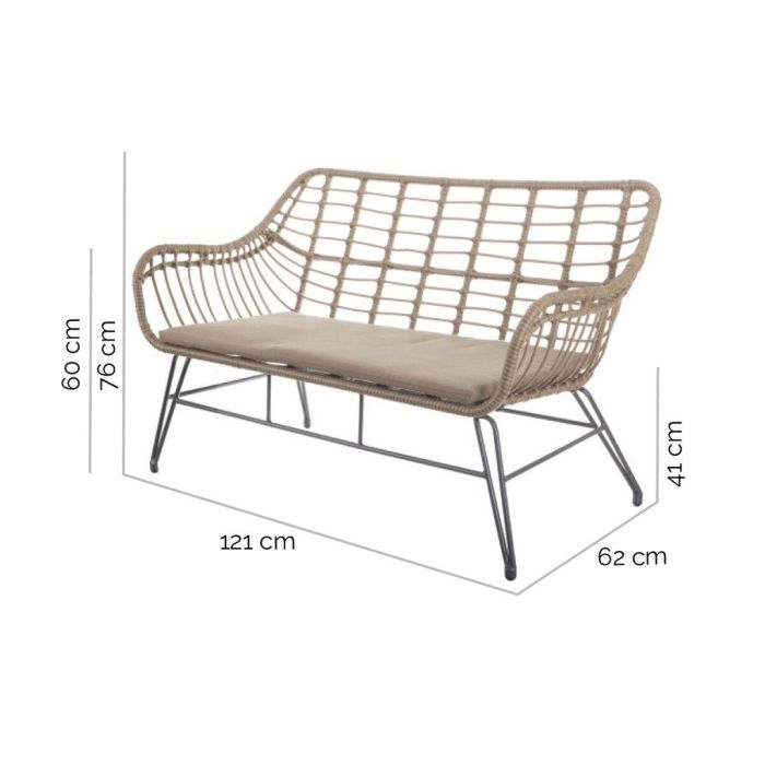 Sillón de jardín Ariki 121 x 62 x 76 cm ratán sintético Acero Grafito 1