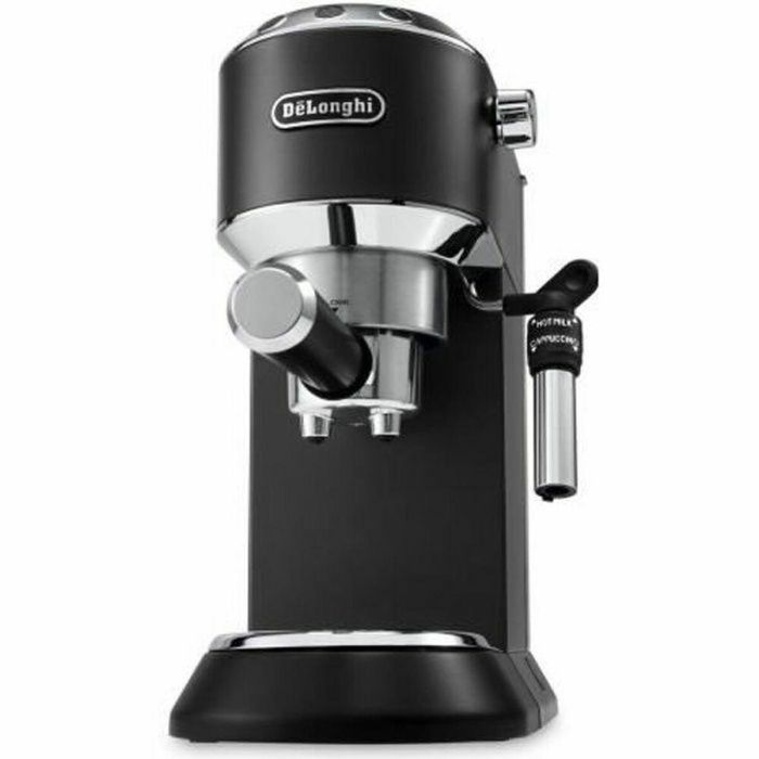DeLonghi EC685.BK Cafetera Espresso Dedica Style con espumador de leche para café molido y monodosis, 15 bares, Negra