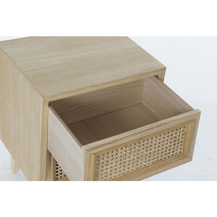 DKD Home Decor Mesita de Noche Balines Madera Ratan Marron Claro 33.7 x 56 x 43 cm 2