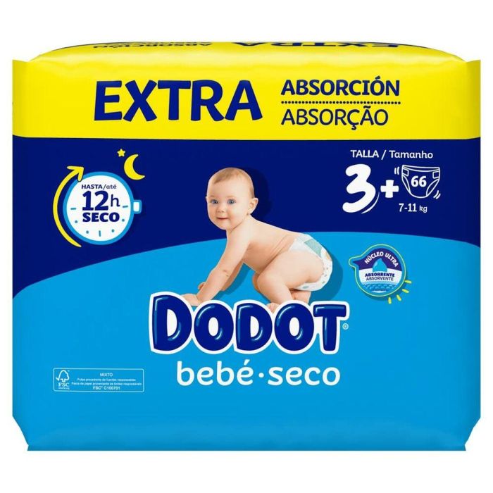 Dodot Pañales Etapas Extra Talla 3 (7-11 kg) con Microperlas Absorbentes y 3 Tubos Ultra-Absorbentes 66 unidades 7
