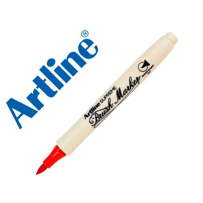 Rotulador Artline Supreme Brush Epfs Pintura Base De Agua Punta Tipo Pincel Trazo Fino Rojo 12 unidades