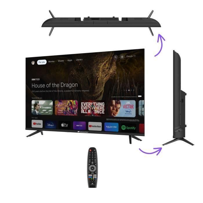 TV LED - CONTINENTAL EDISON - CELED43SGQLD24B6 - 43'' (109 cm) - QLED UHD 4K 3840x2160 - SMART GOOGLE - 4xHDMI - 2xUSB 5 TV LED - CONTINENTAL EDISON - CELED43SGQLD24B6 - 43'' (109 cm) - QLED UHD 4K 3840x2160 - SMART GOOGLE - 4xHDMI - 2xUSB 5
