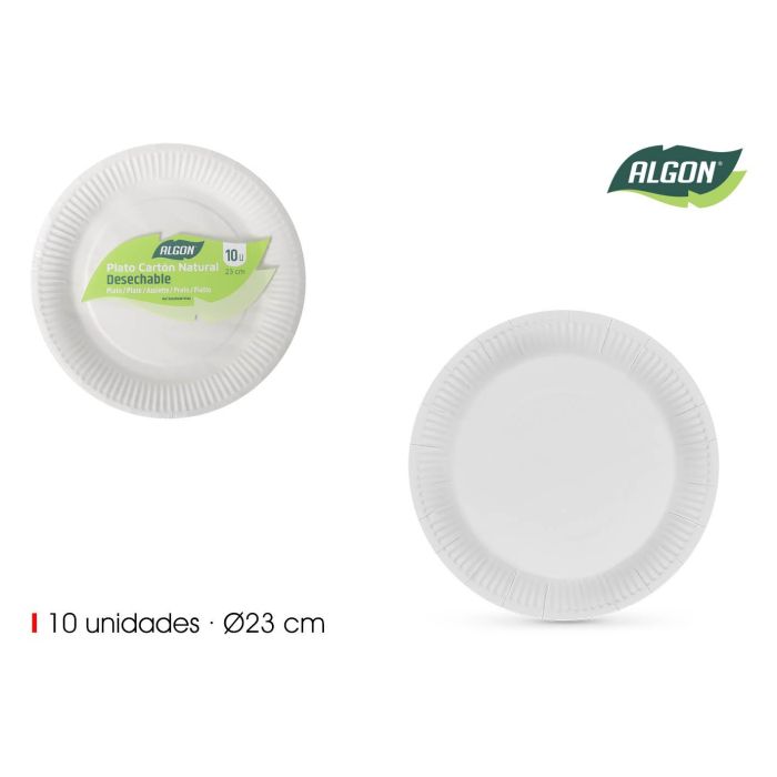 Set de 10 platos de cartón natural 23 cm Algon - Inde (24 Unidades) Set de 10 platos de cartón natural 23 cm Algon - Inde (24 Unidades)