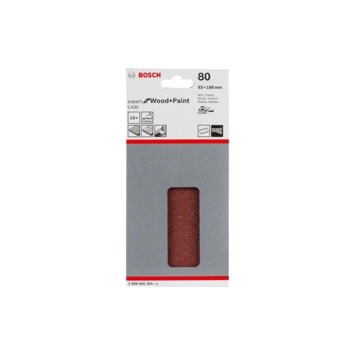 Bosch Schleifblatt C 430 Holz + Lack 93x186MM Krnung 80 10 St. 1 Bosch Schleifblatt C 430 Holz + Lack 93x186MM Krnung 80 10 St. 1