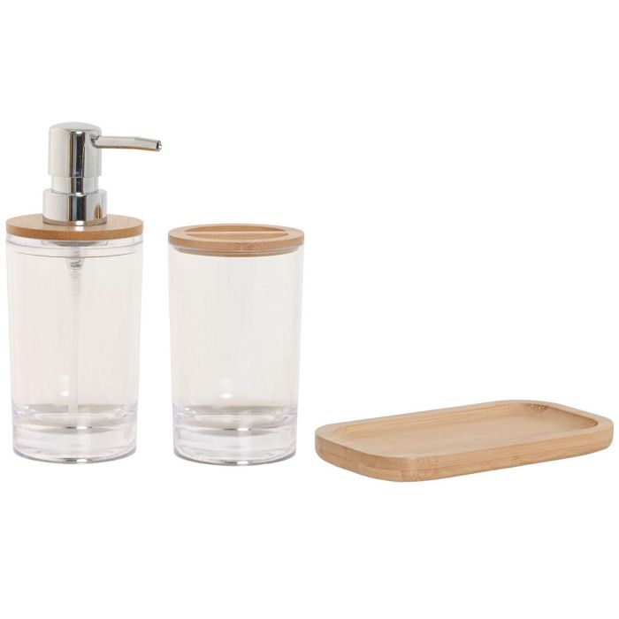 Baño DKD Home Decor Transparente Natural 9 x 18 x 16 cm Set de 3 2