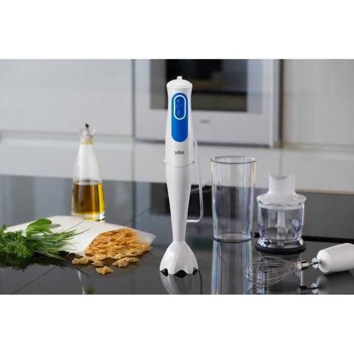 Batidora de mano BRAUN con picadora de tortillas - MQ3025WH - Blanco y Azul 2 Batidora de mano BRAUN con picadora de tortillas - MQ3025WH - Blanco y Azul 2