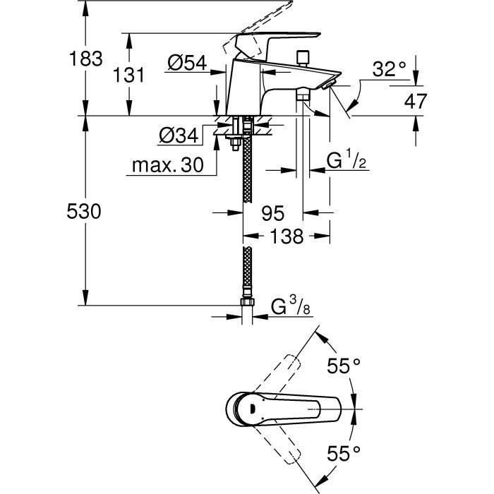 Grohe Mezclador monomando de baño/ducha 5 Grohe Mezclador monomando de baño/ducha 5