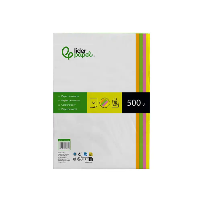 Liderpapel Papel Color DIN A4 75 gr Neón Surtido Paquete 500 Hojas 1 Liderpapel Papel Color DIN A4 75 gr Neón Surtido Paquete 500 Hojas 1