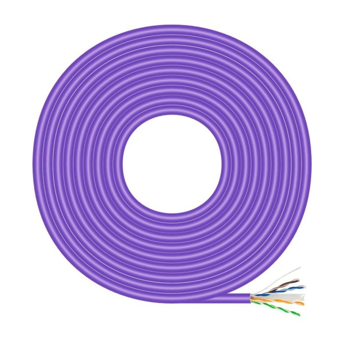 AISENS A135-0749 Cable de Red RJ45 Cat6 UTP Rígido LSZH Violeta 500m AWG23 CCA 250MHz Bobina