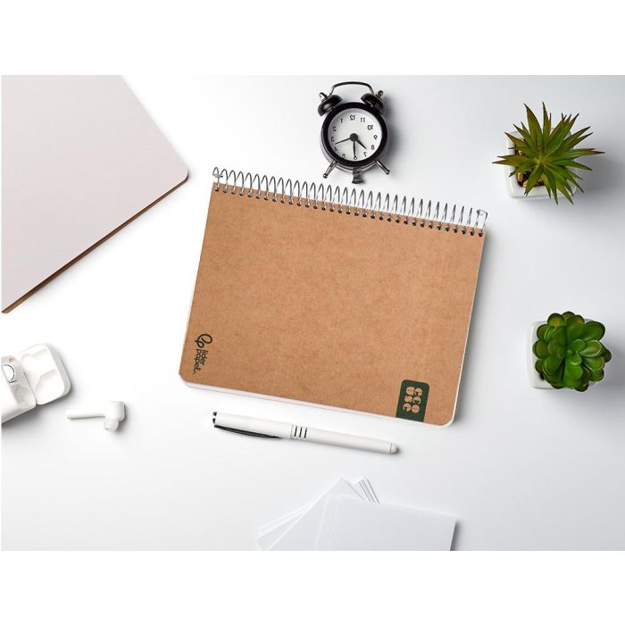 Cuaderno Espiral Liderpapel Din A5 Ecouse Tapa Cartulina Kraft Contracolada 120H Papel 100% Reciclado 80 gr Liso 7