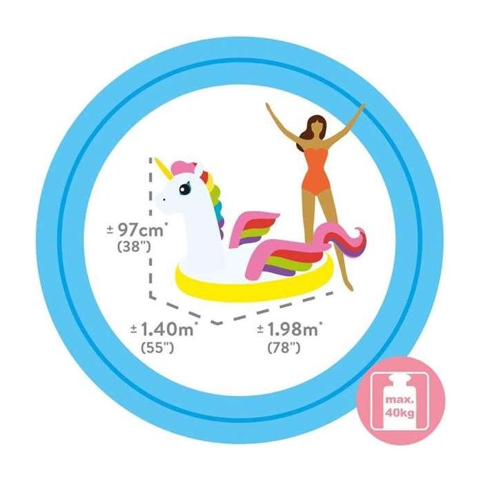 Figura hinchable unicornio 198x140x97 cm (+ 3 años) 1 Figura hinchable unicornio 198x140x97 cm (+ 3 años) 1