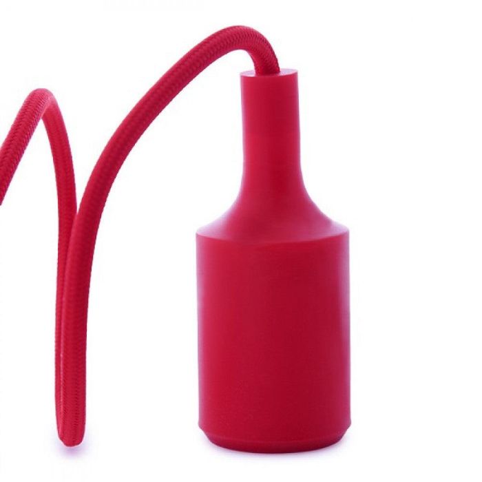 Portalámparas E27 Cable - Rosetón - Color Rojo 2 Portalámparas E27 Cable - Rosetón - Color Rojo 2