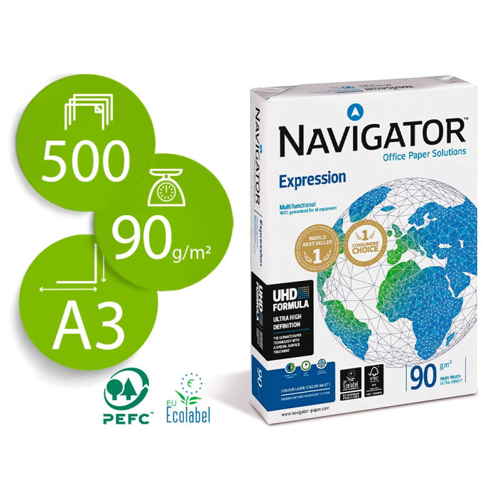 Navigator Papel Multiuso Ink-jet y Laser Din A3 90 Gramos Paquete de 500 Hojas Blanco 0 Navigator Papel Multiuso Ink-jet y Laser Din A3 90 Gramos Paquete de 500 Hojas Blanco 0