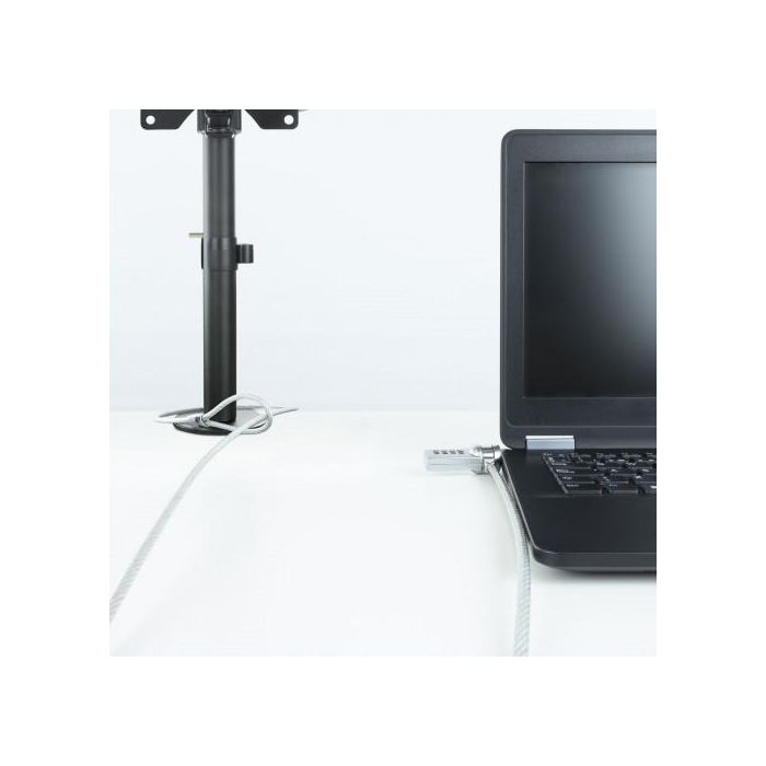 TOOQ CABLE DE SEGURIDAD T-LOCK CON COMBINACION PARA PORTATILES - BLOQUEO DE 4 DIGITOS - ACERO 4.5MM - LONGITUD 1.50M 7
