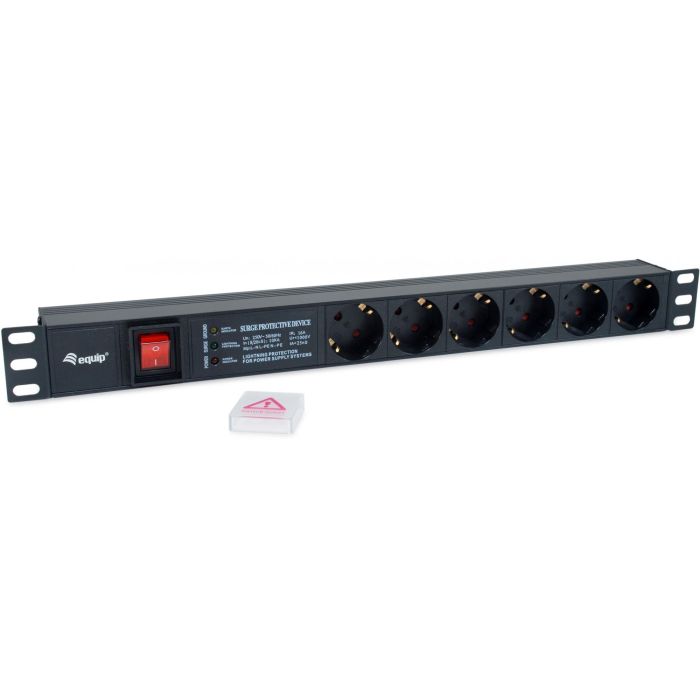 Equip Steckdosenleiste 19"(1HE)6fach mit Schuko + Schalt Alu 1