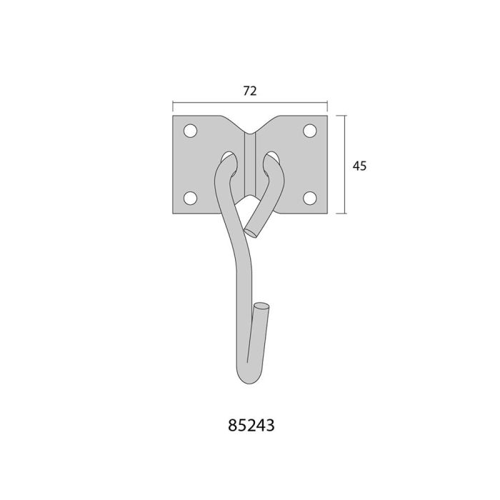 2 unid. placa con gancho colgador de hamaca 70x45mm cromo 1