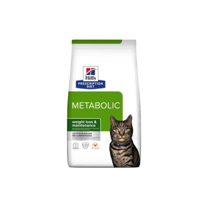 Hill's Prescription Diet Metabolic Alimento para Gatos con Pollo - Pienso Seco 1,5 kg + Bolsita Húmeda 85 g