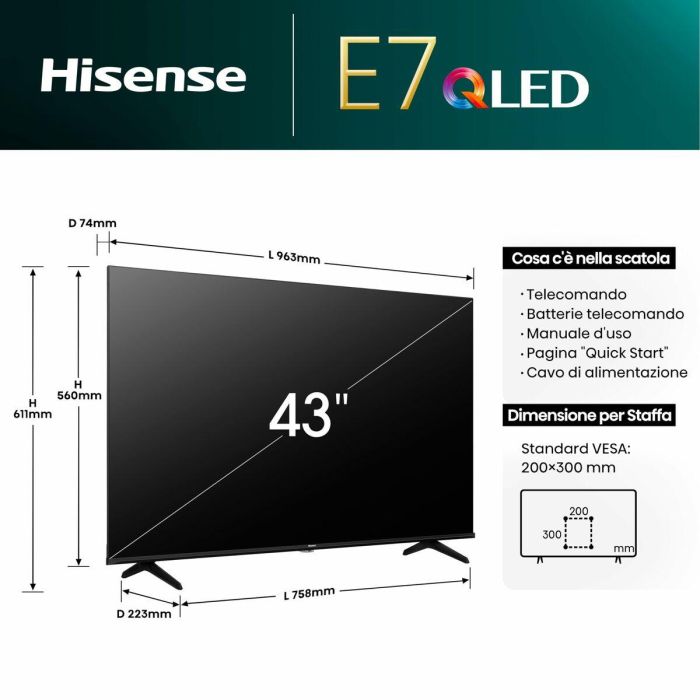 Smart TV Hisense 43E77NQ 43 4K Ultra HD 43" LED HDR D-LED QLED 5