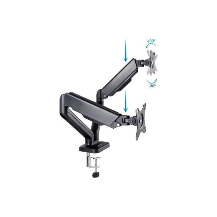 TooQ DB5132TNR-B Soporte de Mesa para 2 Monitores 17-32" hasta 9kg, Giratorio, Inclinable, VESA 75x75 100x100, Negro 1