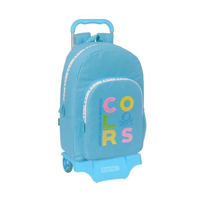 Mochila Escolar con Ruedas Benetton Spring Azul cielo 30 x 46 x 14 cm Mochila Escolar con Ruedas Benetton Spring Azul cielo 30 x 46 x 14 cm