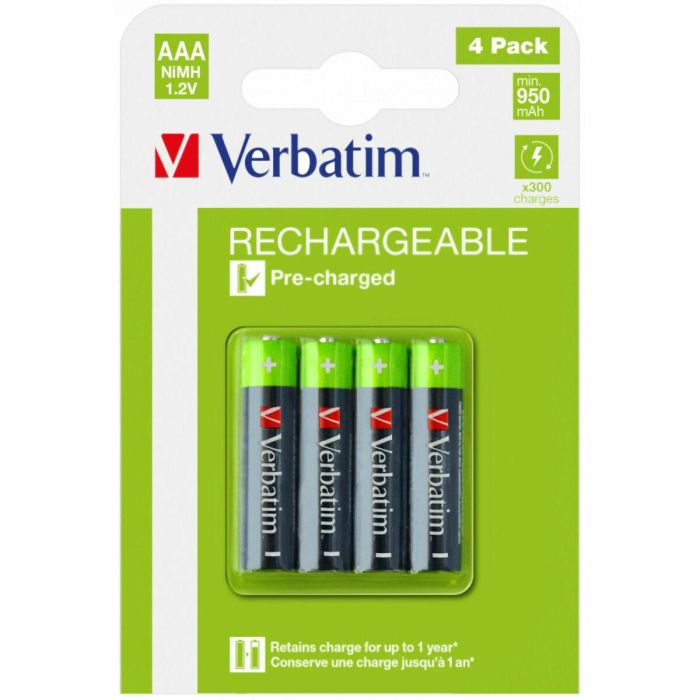 Verbatim HR03 Pilas AAA Premium Recargables NiMH 950mAh 1.2V Pre-cargadas Verbatim HR03 Pilas AAA Premium Recargables NiMH 950mAh 1.2V Pre-cargadas