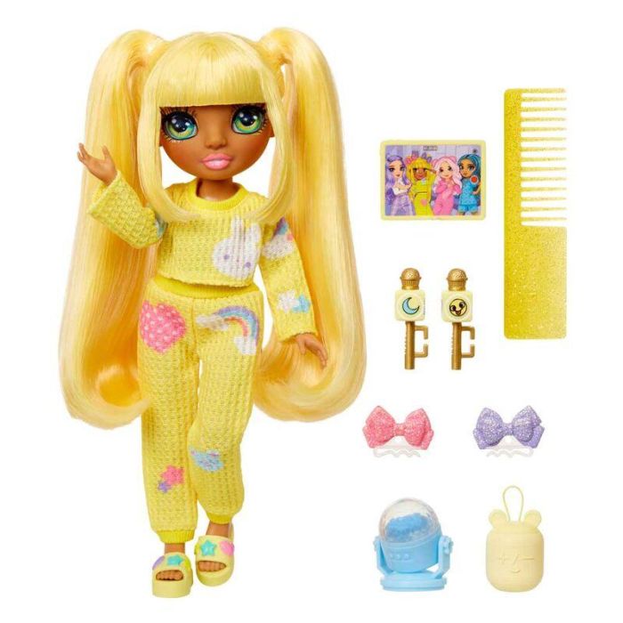 Rainbow High LIT0035051503682 Muñeca de Moda Articulada Junior High Pyjama Party Sunny (Amarillo) 22 cm con Accesorios 3