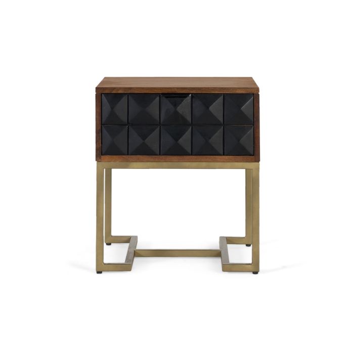 GINER Y COLOMER Mesita de Noche Artisanal con Patas Doradas y Cajón Negro Mate 0 GINER Y COLOMER Mesita de Noche Artisanal con Patas Doradas y Cajón Negro Mate 0