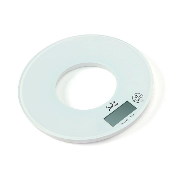 Jata Hogar Báscula Electrónica Redonda 5 kg Graduación 1g Tara Base Cristal Seguridad Jata Hogar Báscula Electrónica Redonda 5 kg Graduación 1g Tara Base Cristal Seguridad