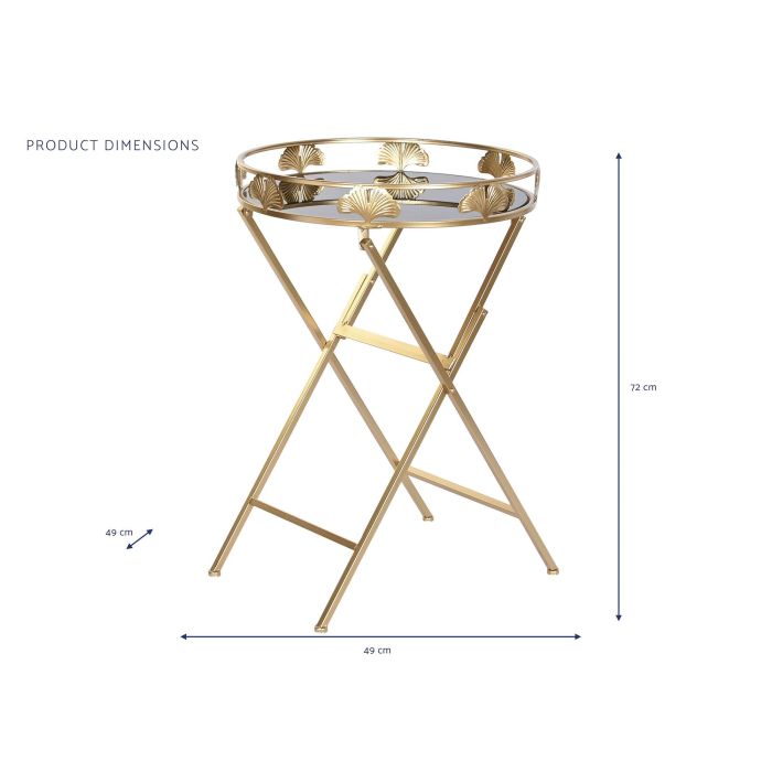DKD Home Decor Mesita Auxiliar Glam de Metal y Cristal con Detalle Hoja - Dorado y Negro 49x72x49 cm 4 DKD Home Decor Mesita Auxiliar Glam de Metal y Cristal con Detalle Hoja - Dorado y Negro 49x72x49 cm 4