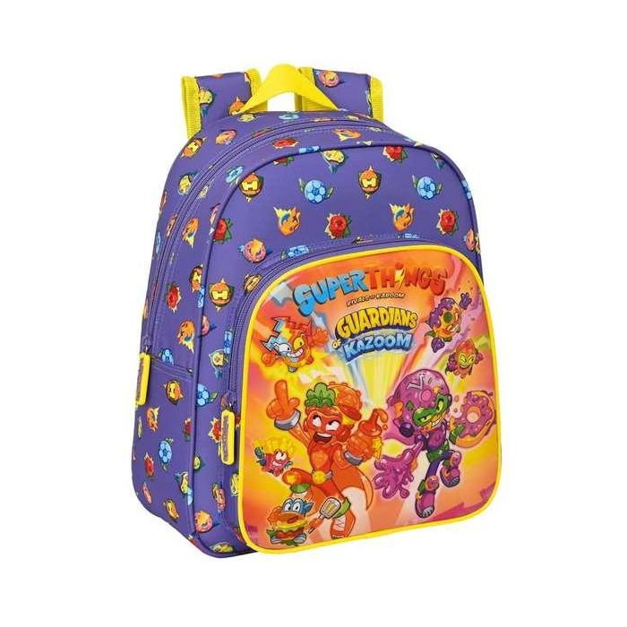 Mochila Escolar SuperThings Guardians of Kazoom Amarillo Morado 27 x 33 x 10 cm