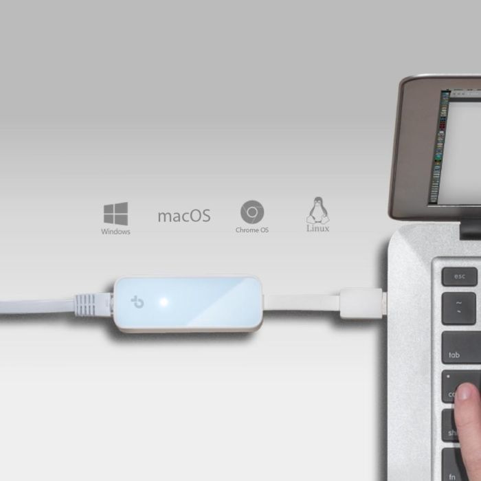 TP-Link UE200 Adaptador de Red USB 2.0 a Ethernet 100Mbps RJ45 con Cable Retráctil para Ultrabooks Mac Windows Linux Plug & Play 4