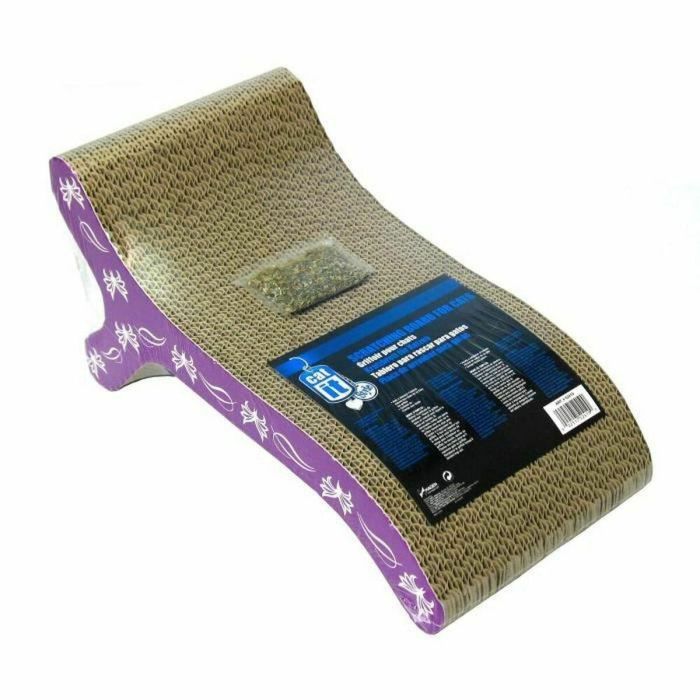 Catit Poste Rascador de Cartón Corrugado con Catnip para Gatos, Protege Muebles de Arañazos, 46x22x20 cm Violeta