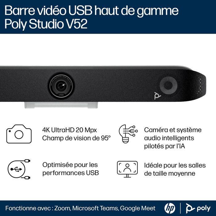 HP Studio V52 Barra de Video USB Premium para Reuniones con Calidad de Imagen y Audio Avanzados