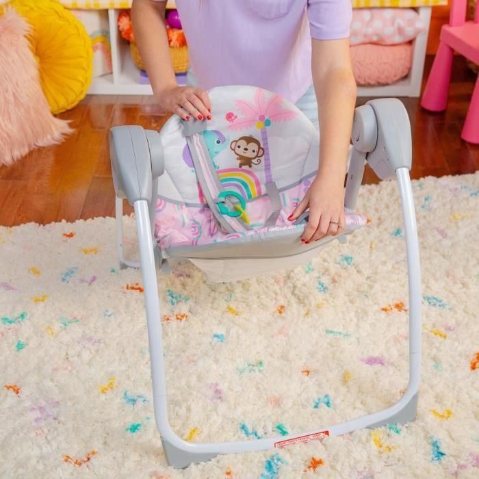 Columpio portátil y compacto - BRIGHT STARTS - Pink Paradise - Columpio automático con música - Unisex - Recién Nacidos+ 3 Columpio portátil y compacto - BRIGHT STARTS - Pink Paradise - Columpio automático con música - Unisex - Recién Nacidos+ 3