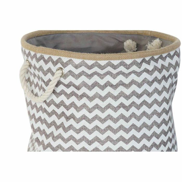 Cesta DKD Home Decor Blanco Gris Yute Jute Zig-zag Boho 38 x 38 x 45 cm 1