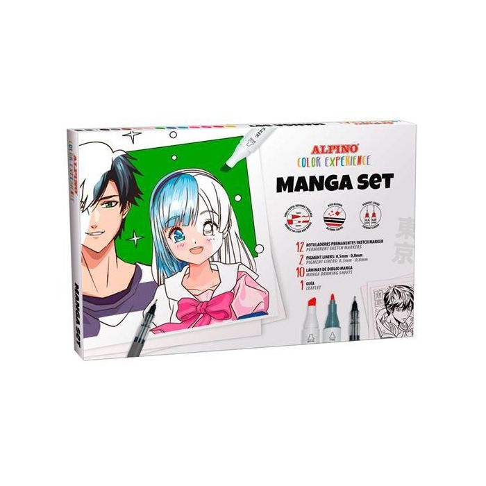 Alpino Rotuladores Manga Set Color Experience Estuche 14 Ud + Láminas + Guía